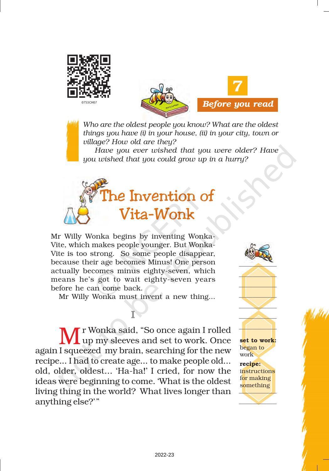 NCERT Book for Class 7 English (Honeycomb): Chapter 7-The Invention of Vita–Wonk - Page 1