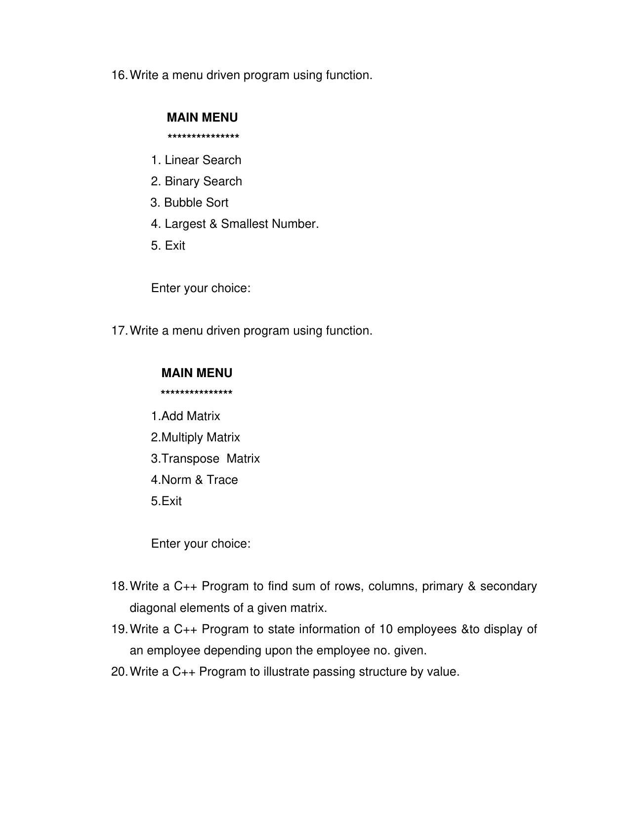 CBSE Worksheets for Class 11 Information Practices C++ Practical List Assignment - Page 2