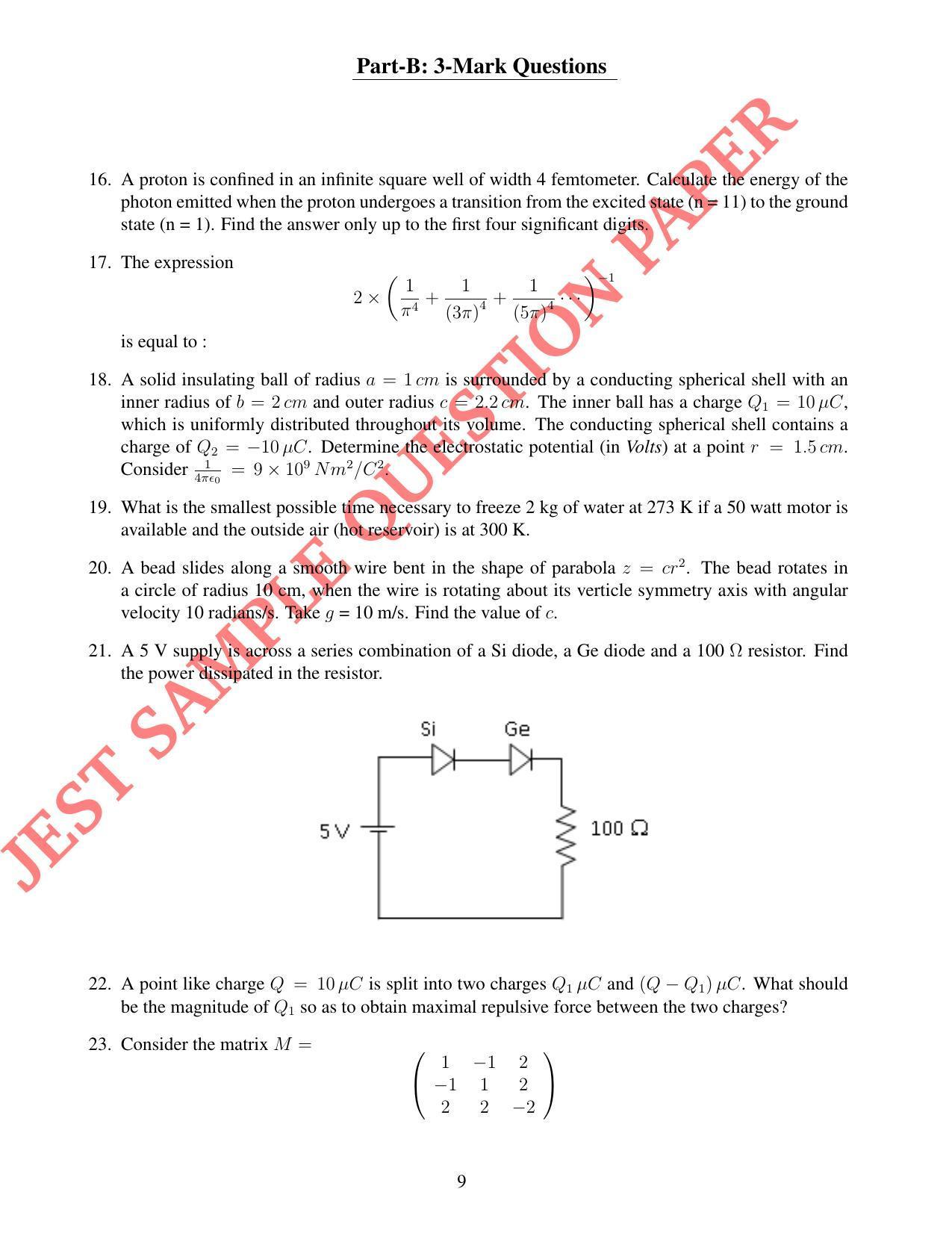 JEST PHYSICS Sample Paper - Page 9