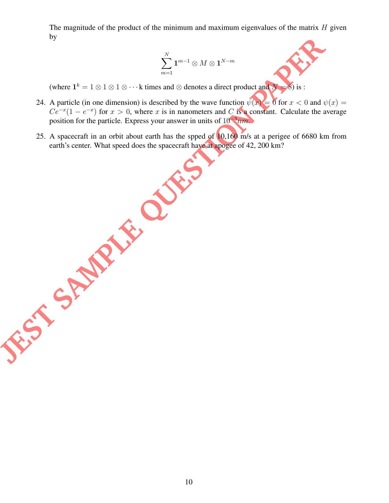 JEST PHYSICS Sample Paper - Page 10