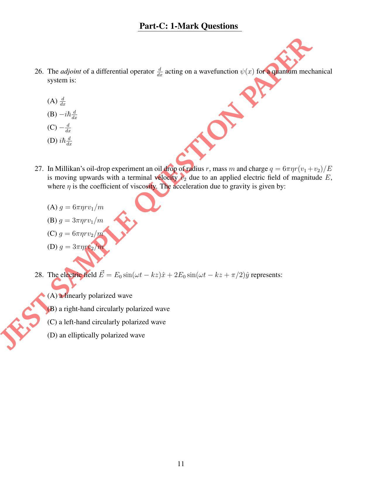 JEST PHYSICS Sample Paper - Page 11