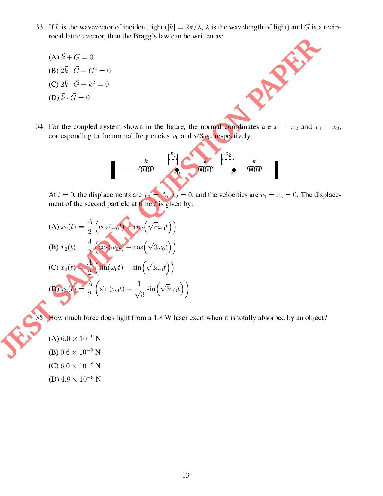 JEST PHYSICS Sample Paper - Page 13