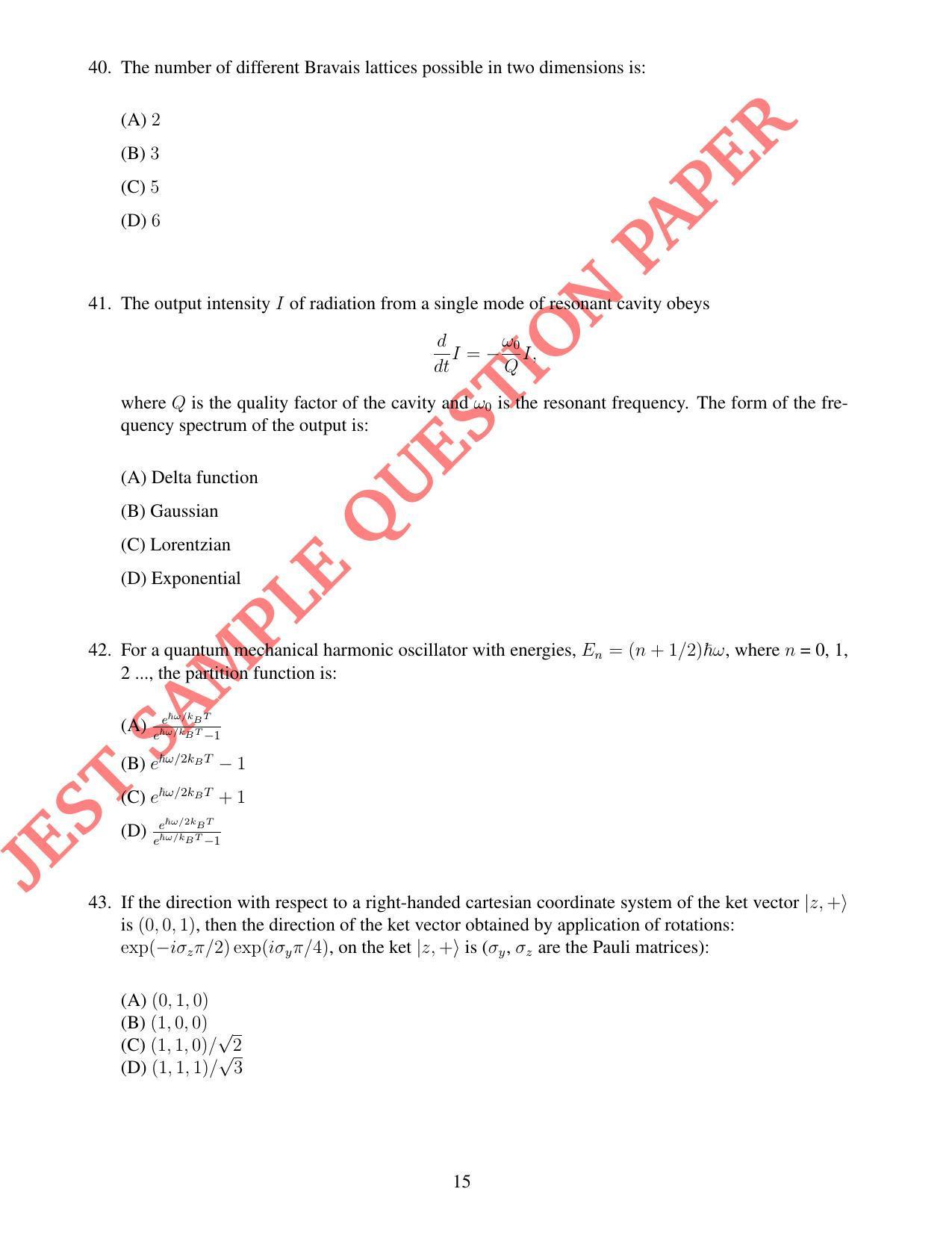 JEST PHYSICS Sample Paper - Page 15