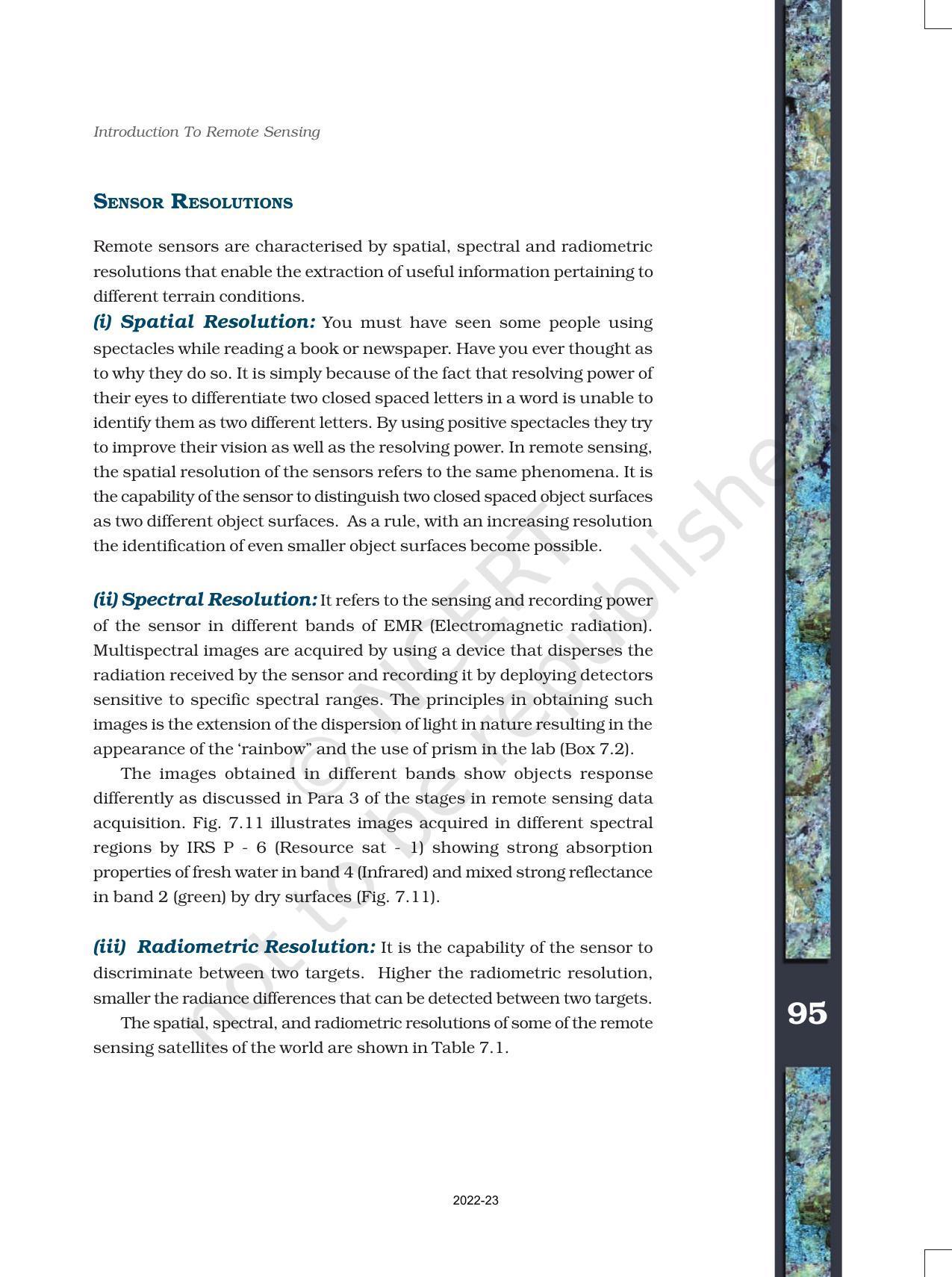 NCERT Book for Class 11 Geography (Part-III) Chapter 7 Introduction to Remote Sensing - Page 12