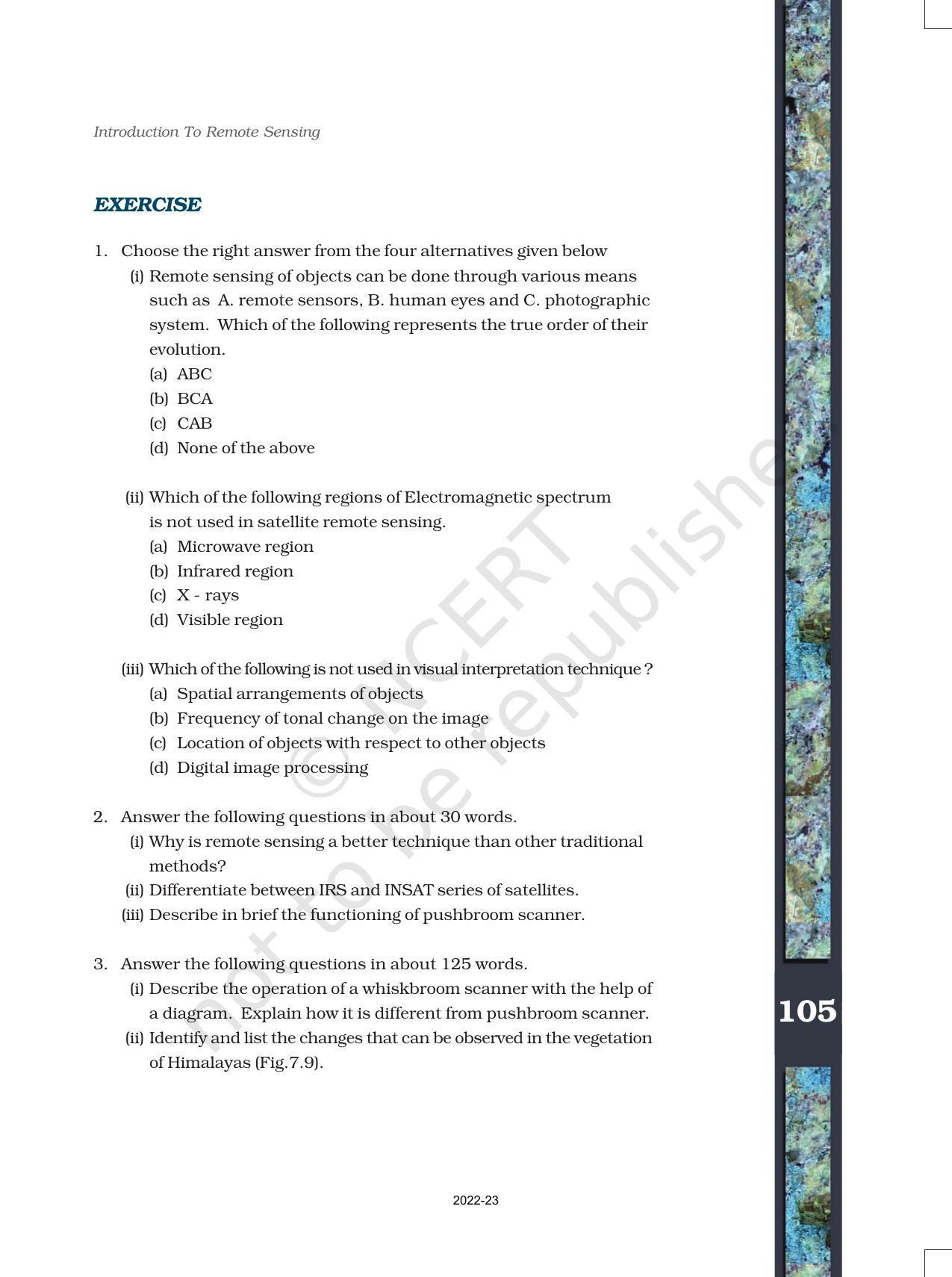 NCERT Book for Class 11 Geography (Part-III) Chapter 7 Introduction to Remote Sensing - Page 22