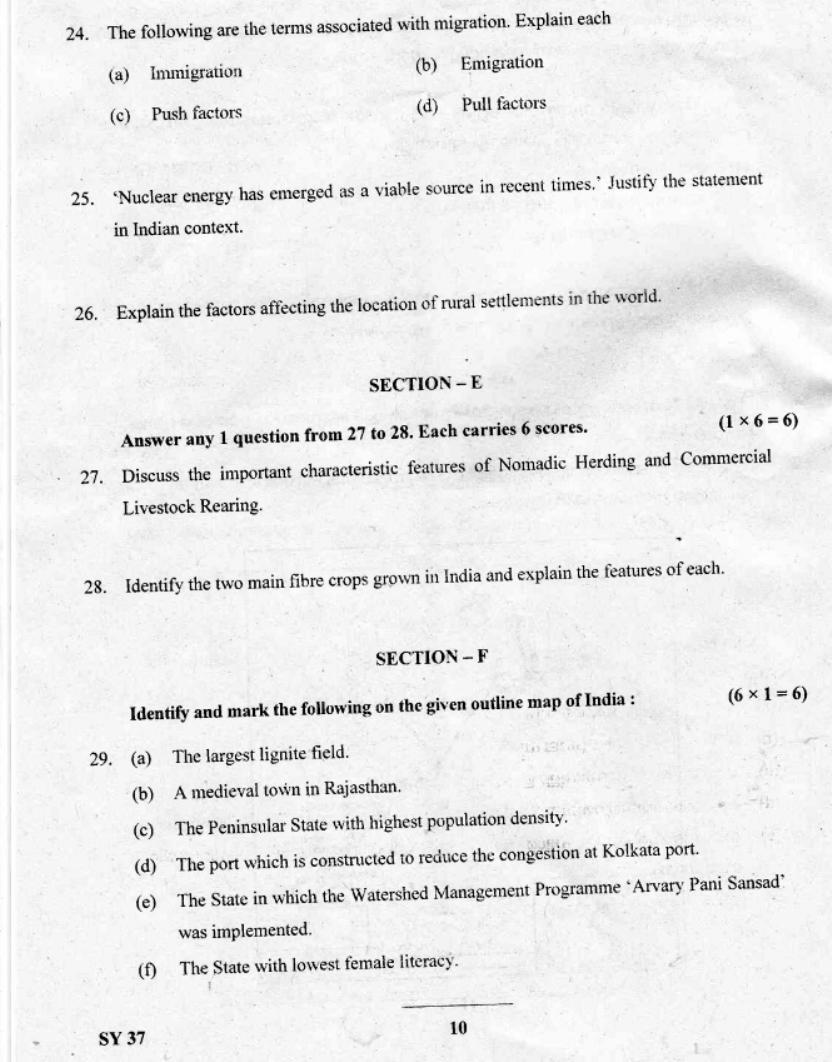 Kerala Plus Two 2019 Geography Question Paper - Page 9