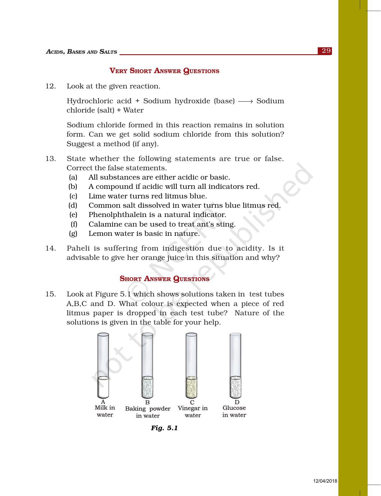 NCERT Exemplar Book for Class 7 Science: Chapter 5-Acids, Bases, and Salts - Page 3