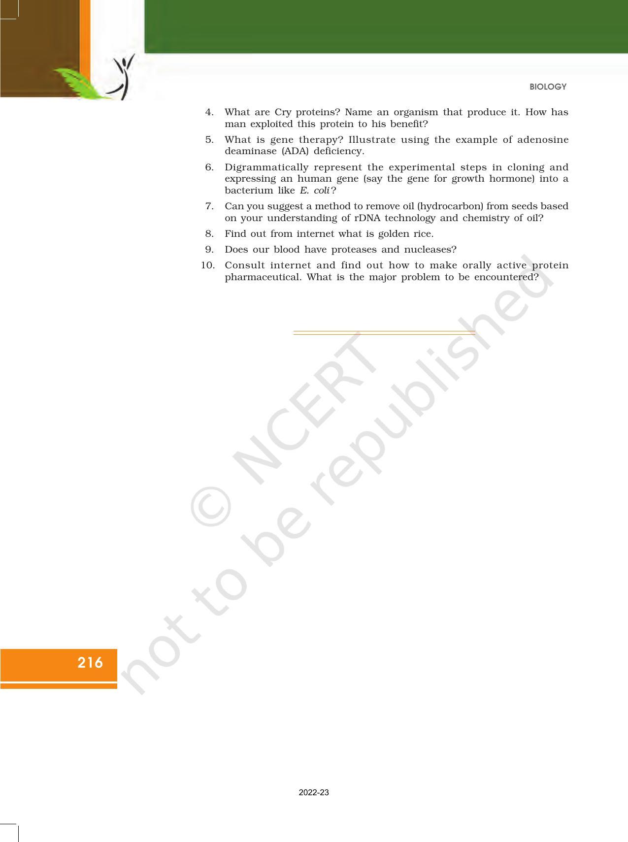 NCERT Book for Class 12 Biology Chapter 12 Biotechnology: and its Application - Page 10