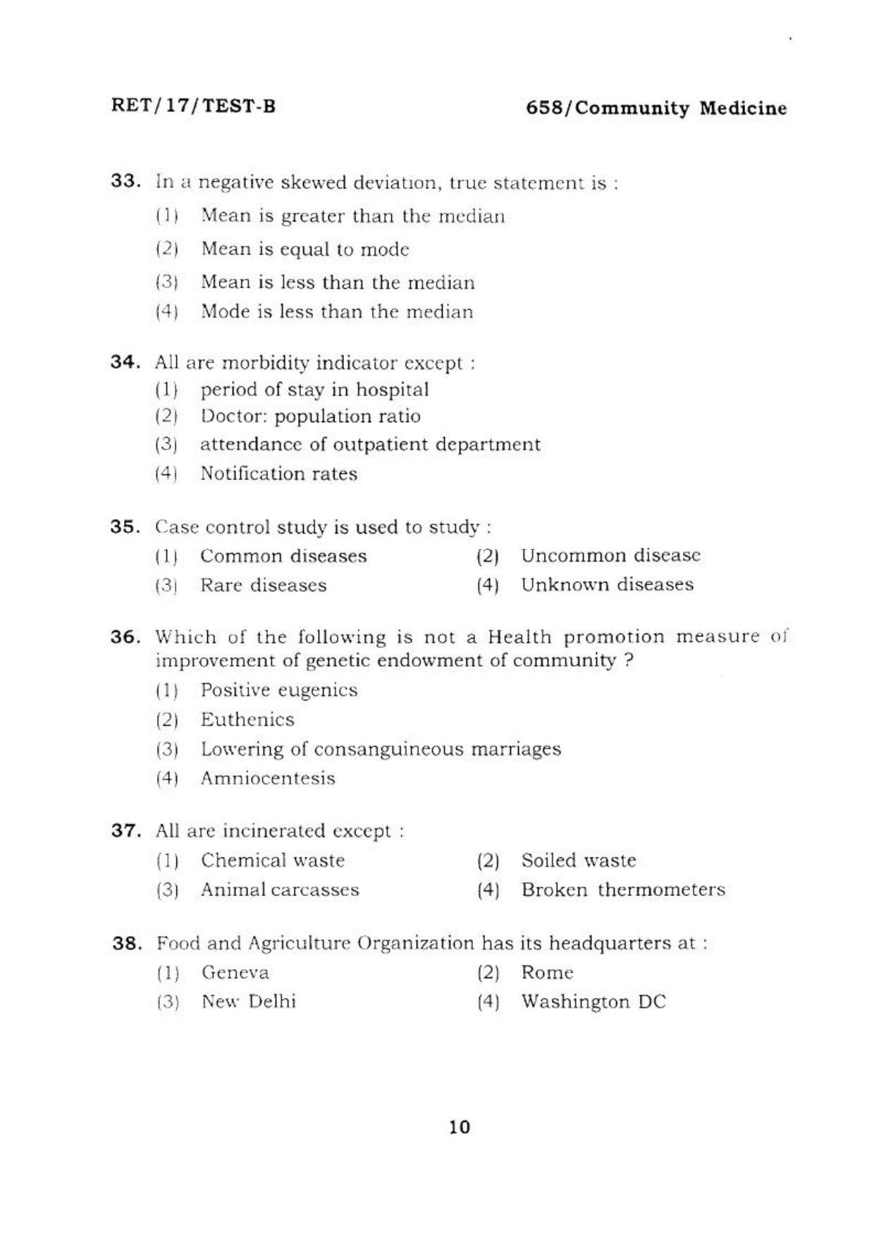  BHU RET COMMUNITY MEDICINE 2017 Question Paper - Page 11