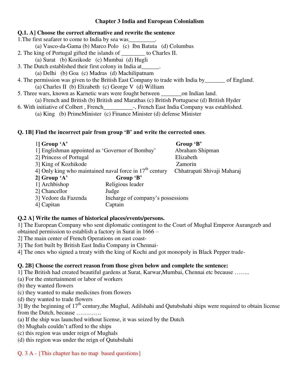 Maharashtra Board Class 12 History Sample Papers - IndCareer Docs