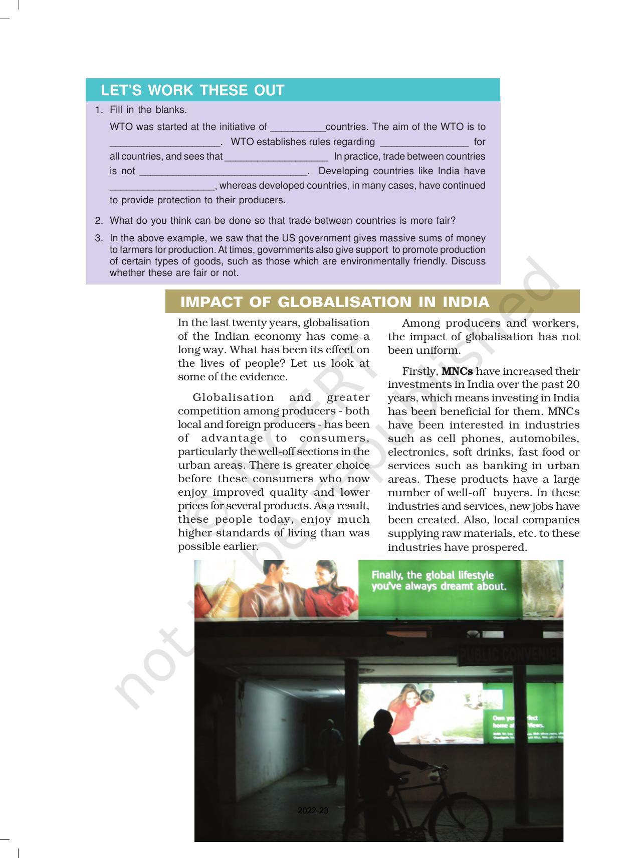 NCERT Book For Class 10 Economics Chapter 4 Globalisation And The ...