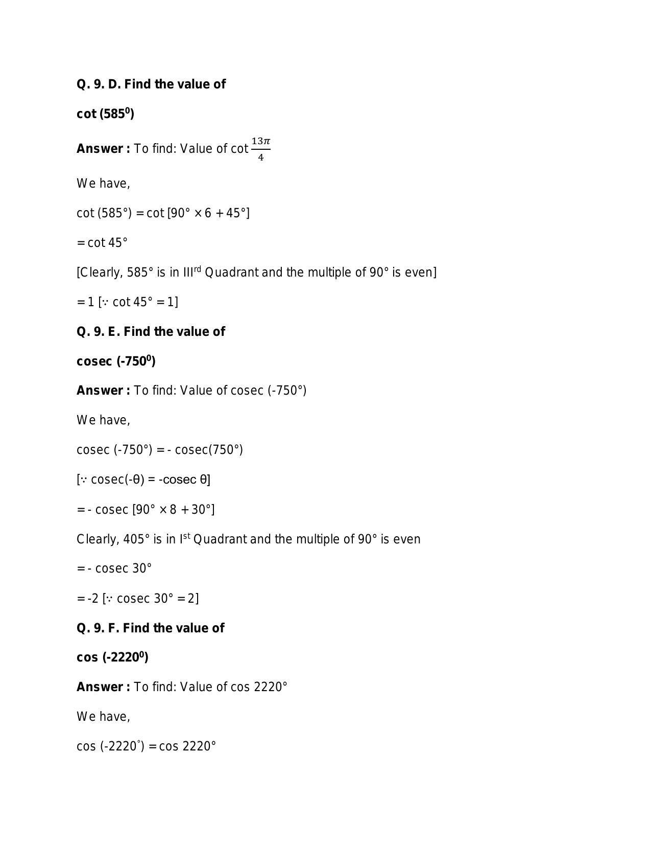 Chapter 15: Trigonometric or Circular Functions: RS Aggarwal Class 11 Solutions  - Page 24