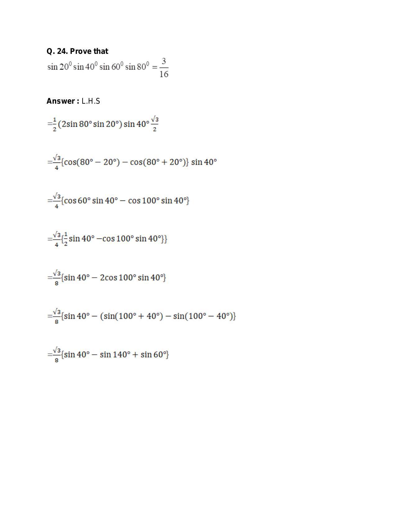 Chapter 15: Trigonometric or Circular Functions: RS Aggarwal Class 11 Solutions  - Page 72
