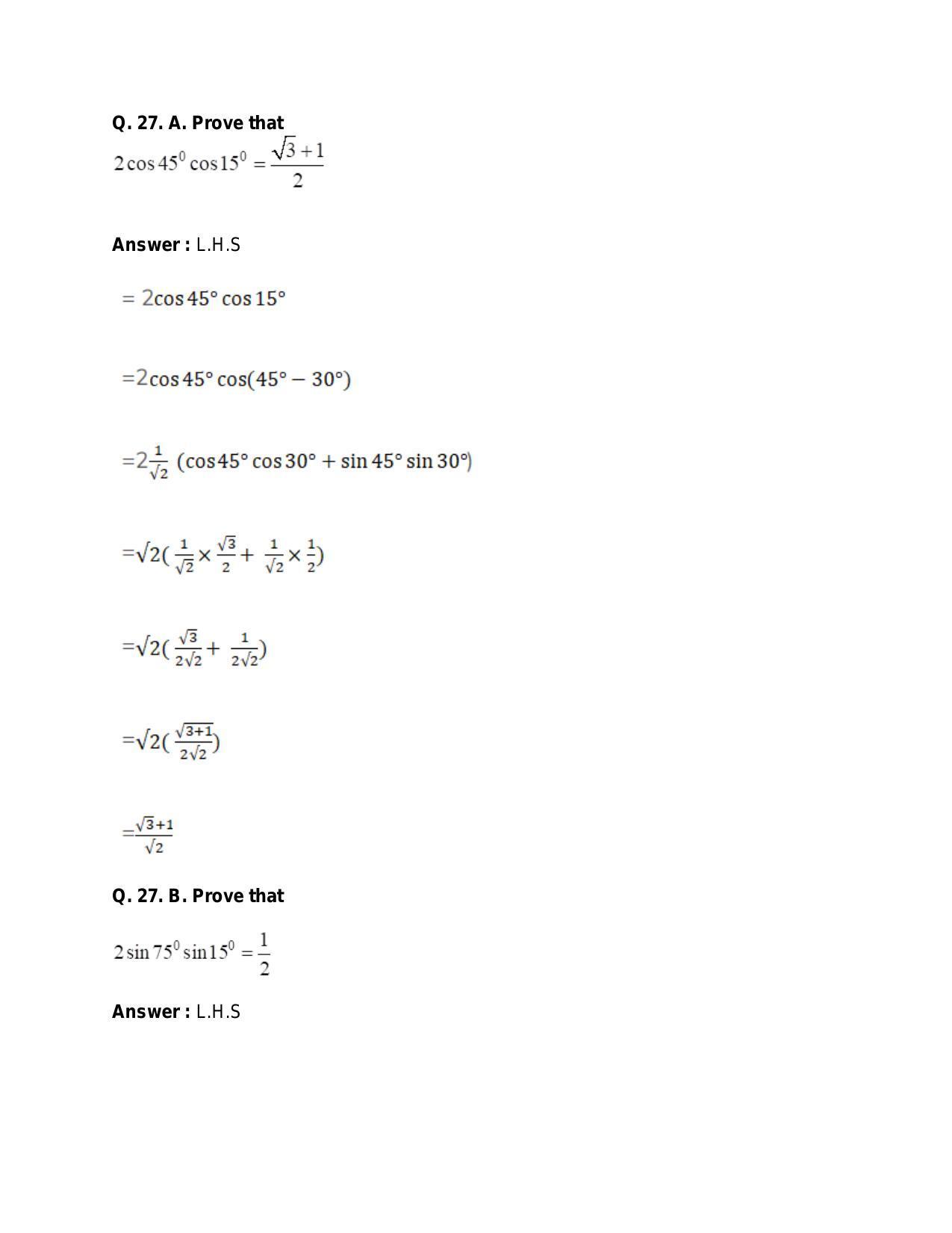 Chapter 15: Trigonometric or Circular Functions: RS Aggarwal Class 11 Solutions  - Page 76