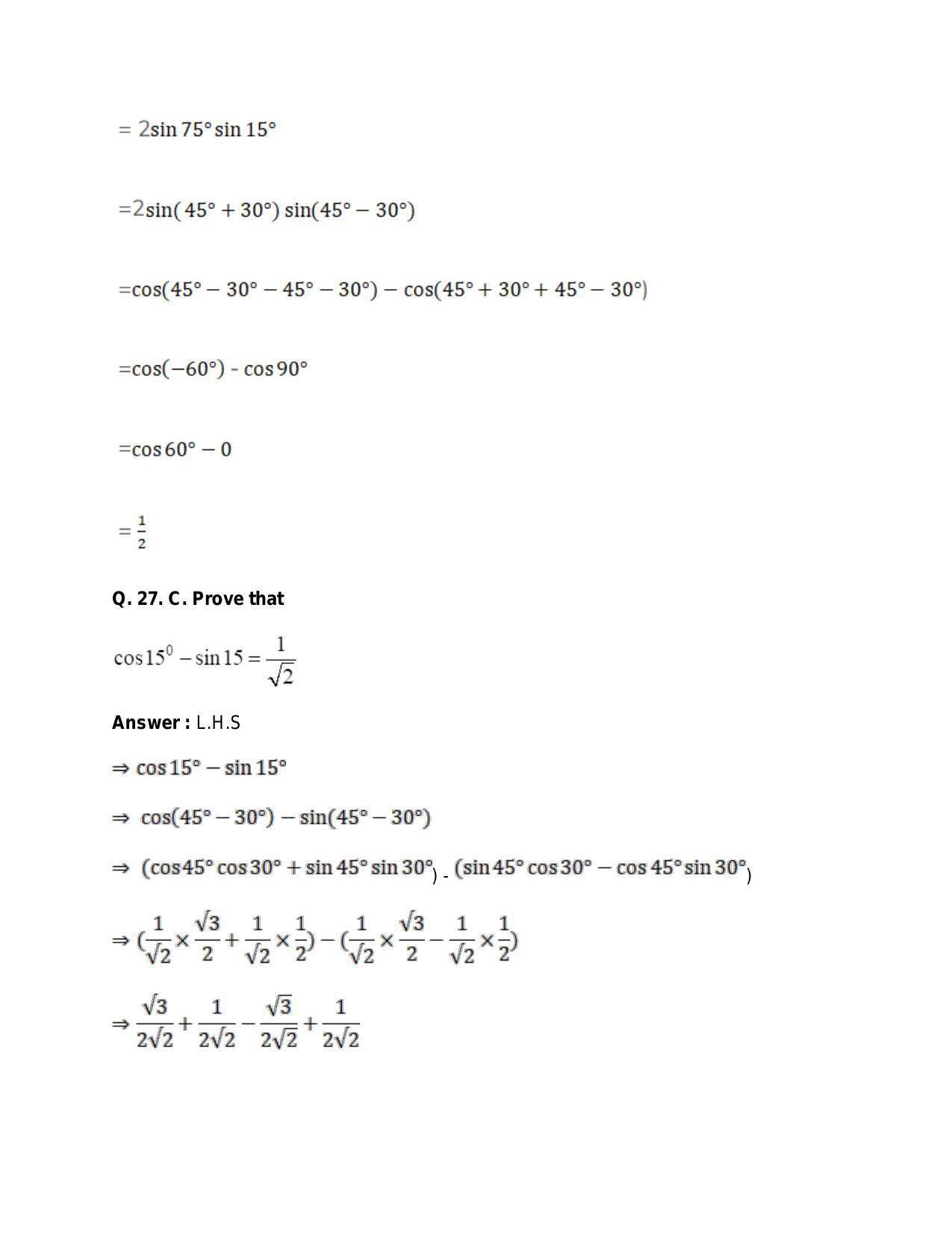 Chapter 15: Trigonometric or Circular Functions: RS Aggarwal Class 11 Solutions  - Page 77