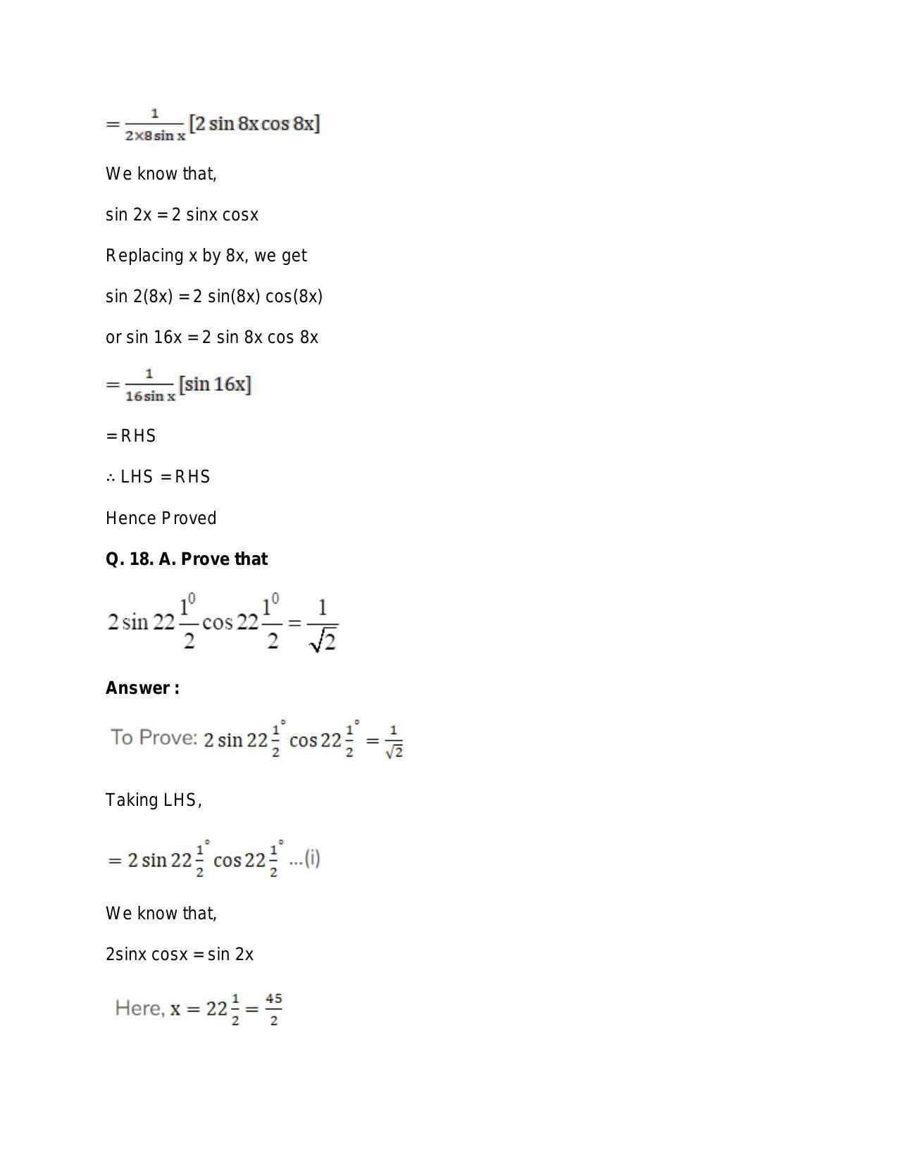 Chapter 15: Trigonometric or Circular Functions: RS Aggarwal Class 11 Solutions  - Page 101