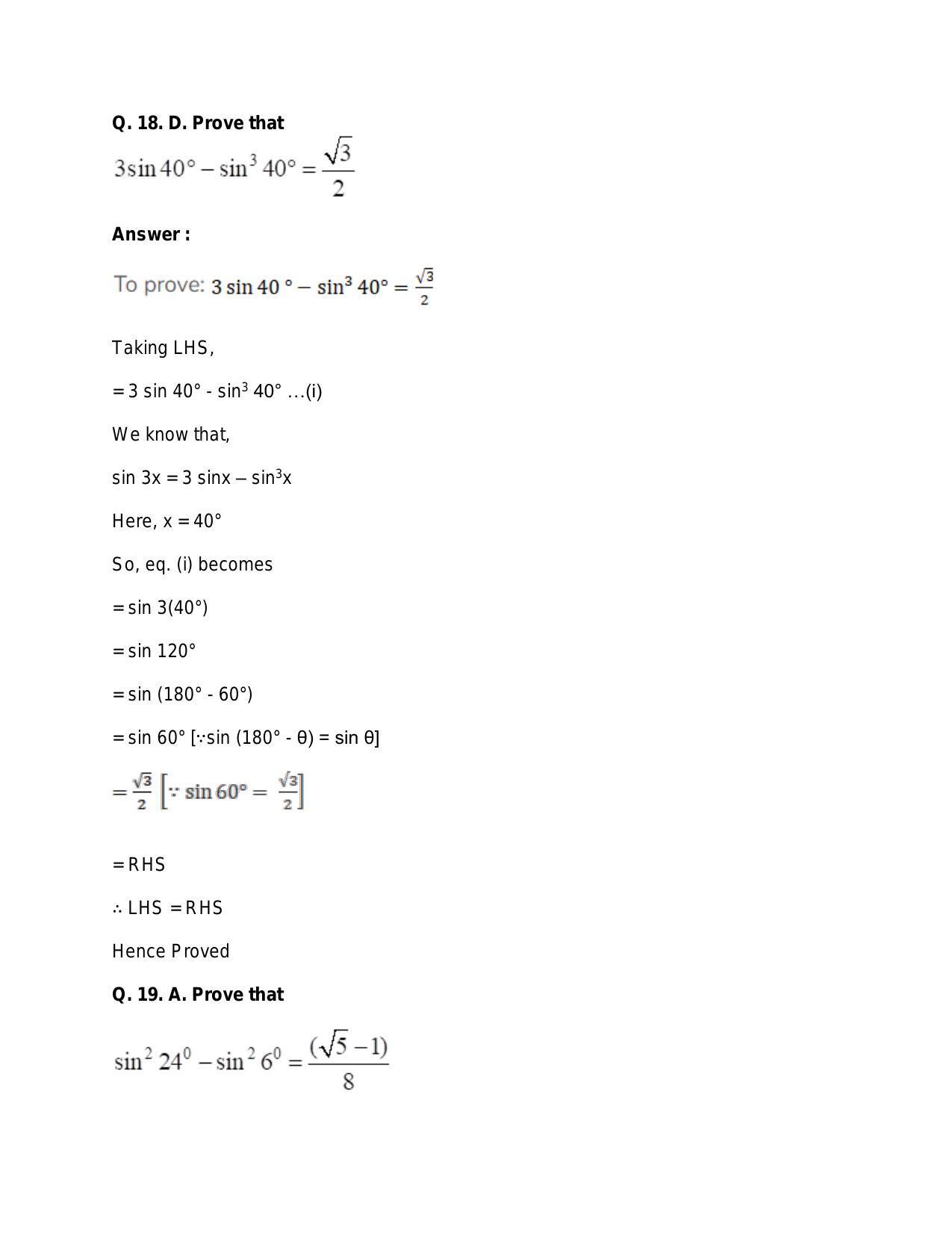 Chapter 15: Trigonometric or Circular Functions: RS Aggarwal Class 11 Solutions  - Page 104