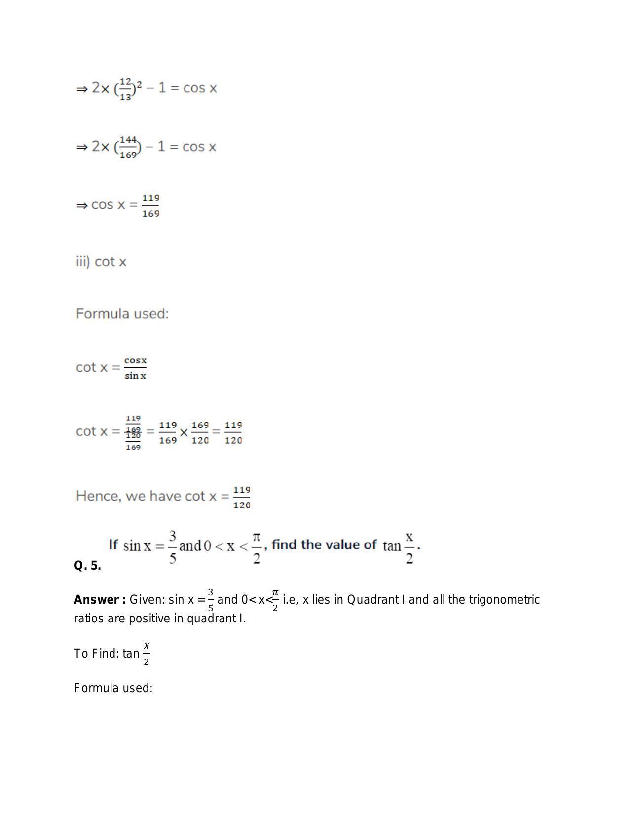 Chapter 15: Trigonometric or Circular Functions: RS Aggarwal Class 11 Solutions  - Page 123
