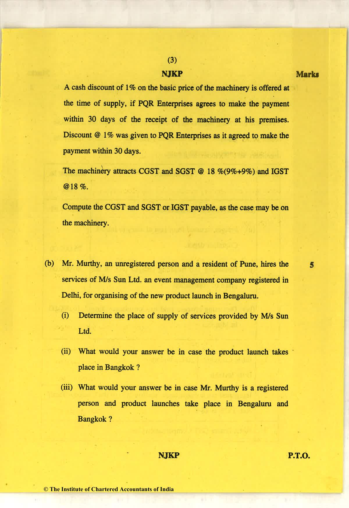 CA Final May 2018 Question Paper - Paper 8 – Indirect Tax Laws - Page 3