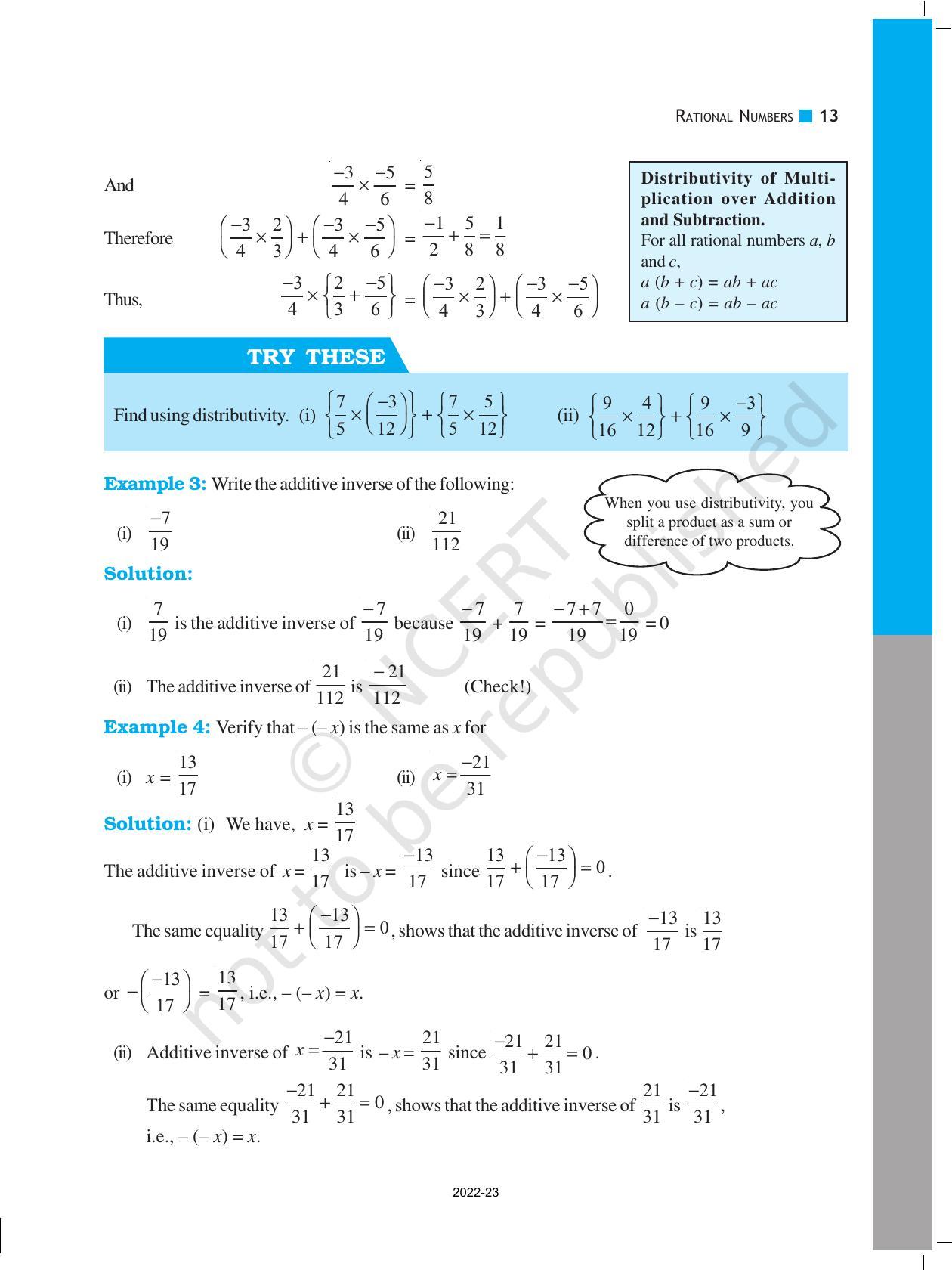 NCERT Book For Class 8 Maths Chapter 1 Rational Numbers