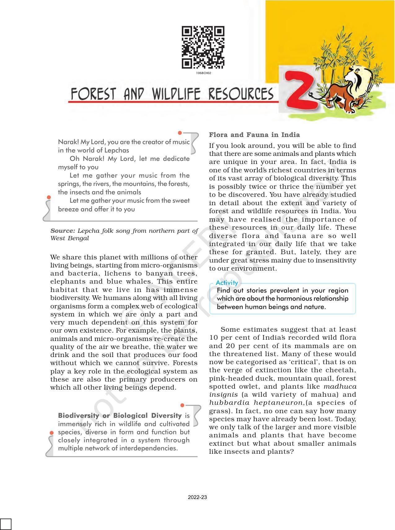 NCERT Book for Class 10 Geography Chapter 2 Forest and Wildlife Resources. - Page 1