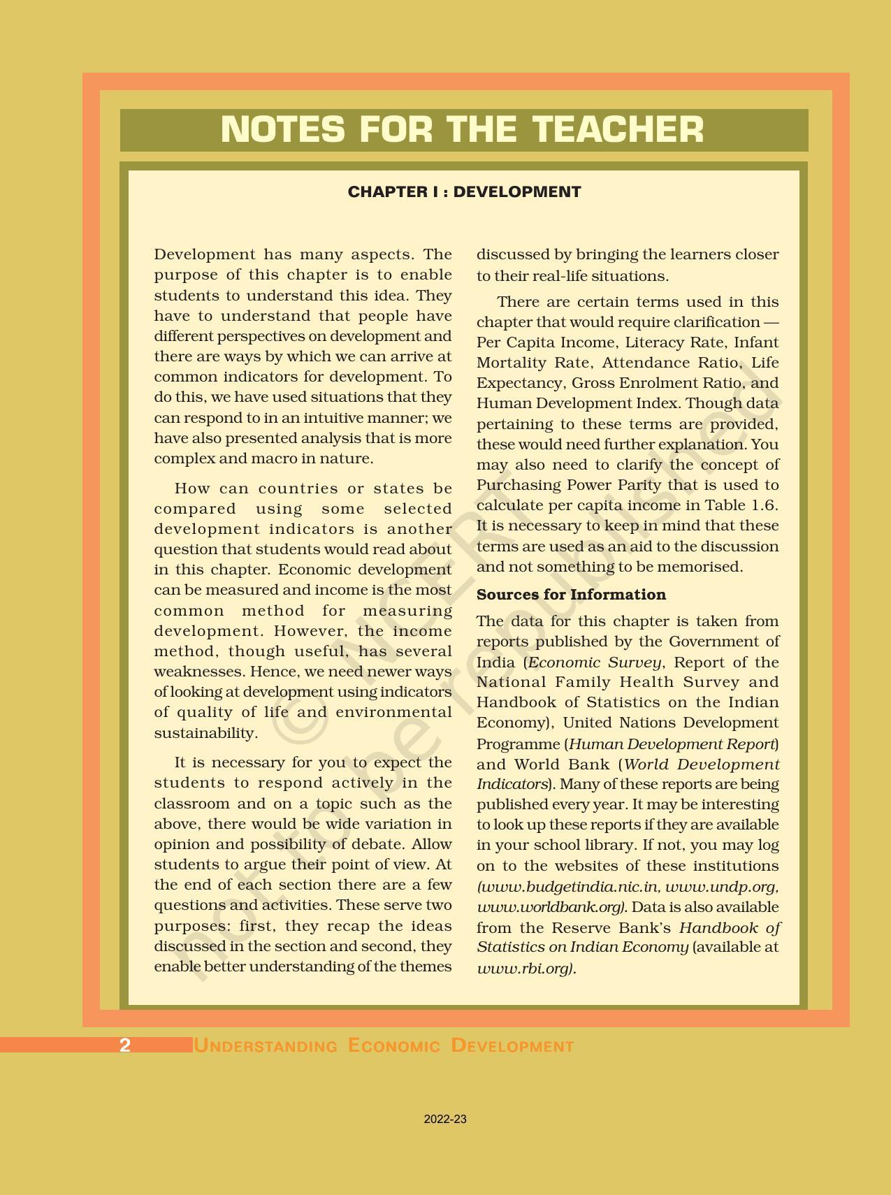 NCERT Book for Class 10 Economics Chapter 1 Development - Page 1