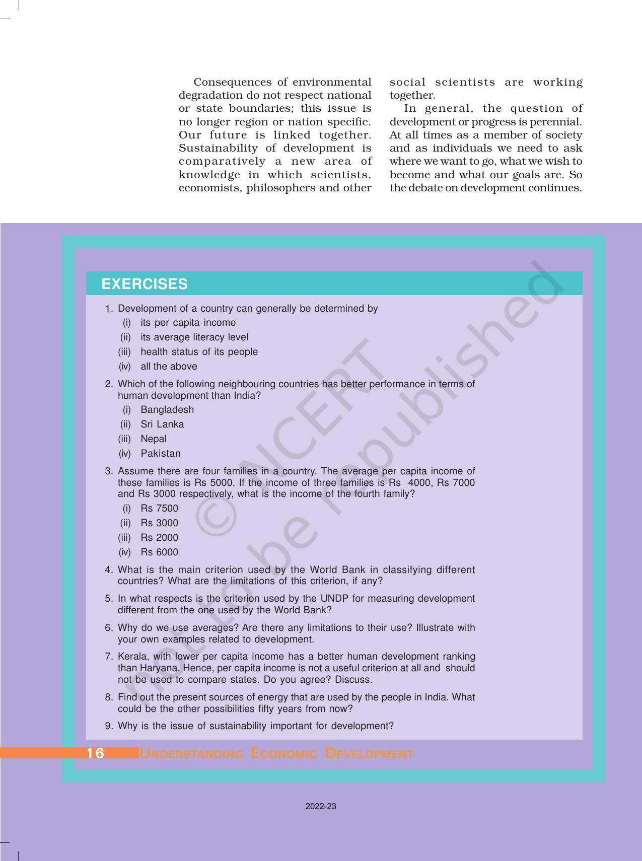 NCERT Book for Class 10 Economics Chapter 1 Development - Page 15