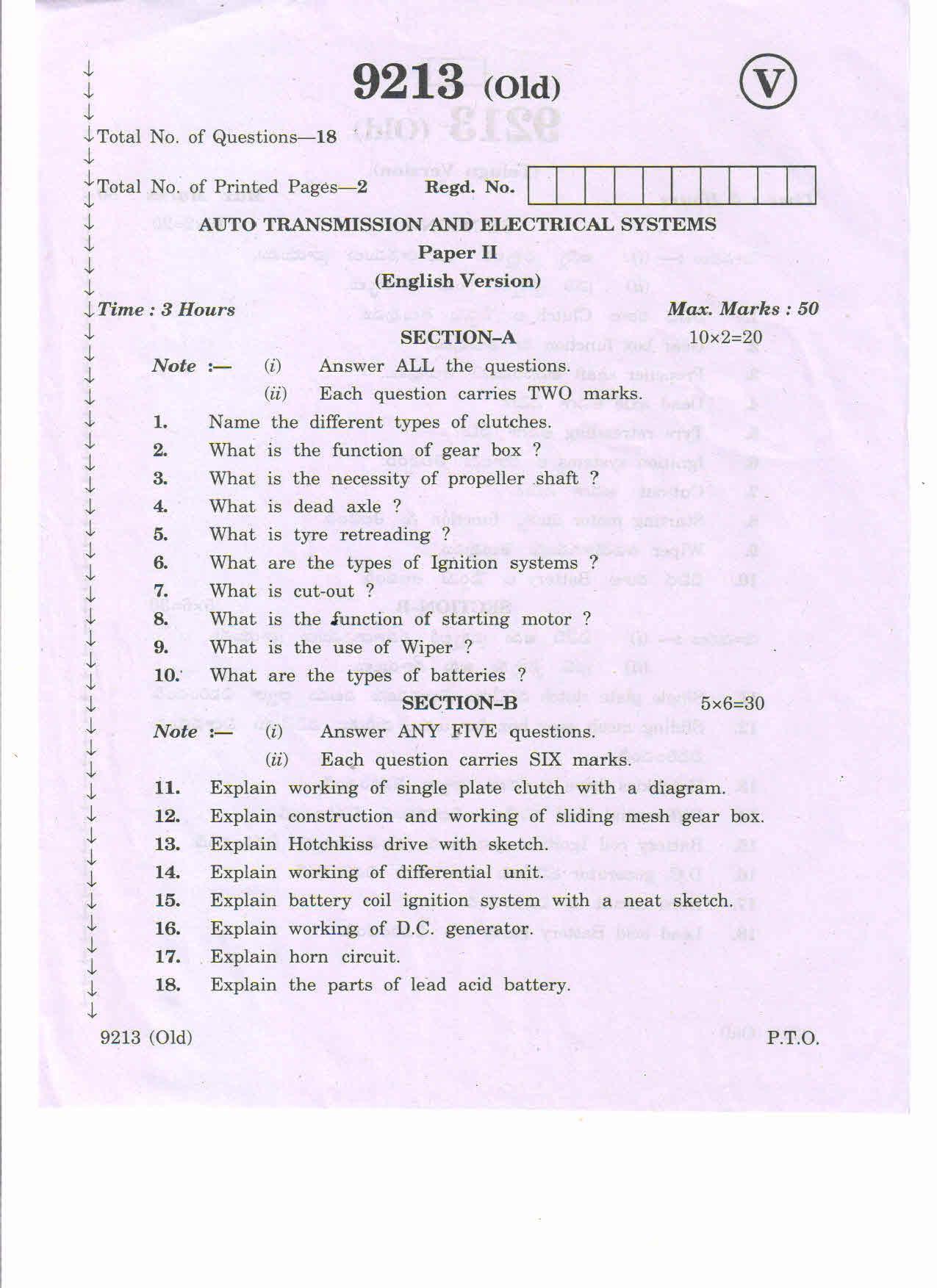 Ap Inter 2nd Year Auto Transmission Electrical Systems Ii Old March