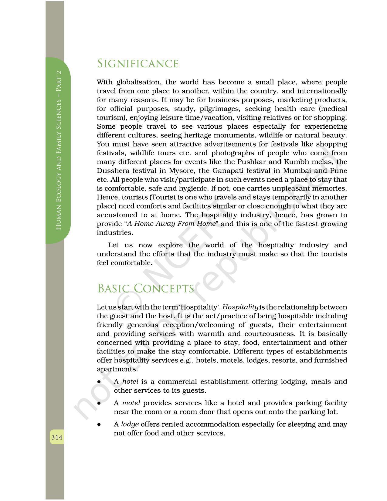 NCERT Book For Class 12 Home Science Chapter 17 Hospitality