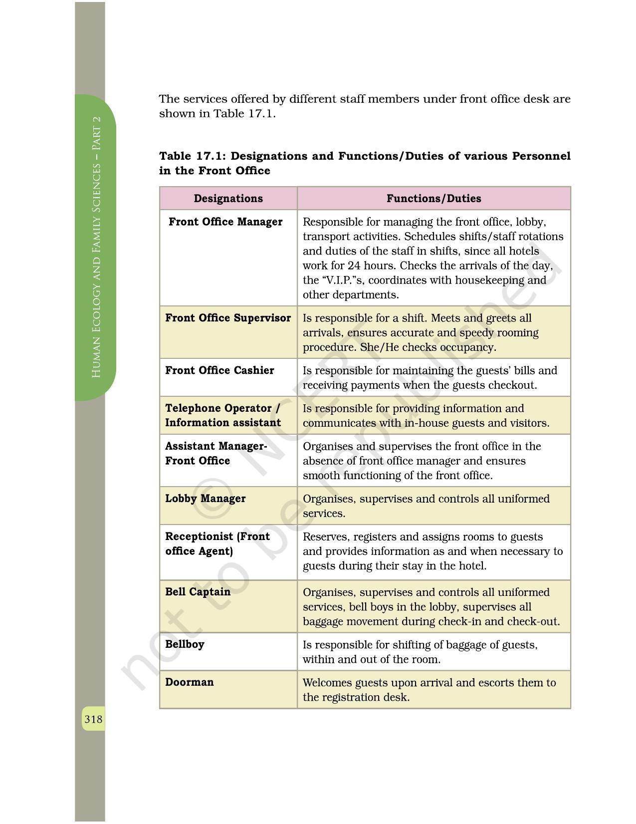 NCERT Book For Class 12 Home Science Chapter 17 Hospitality