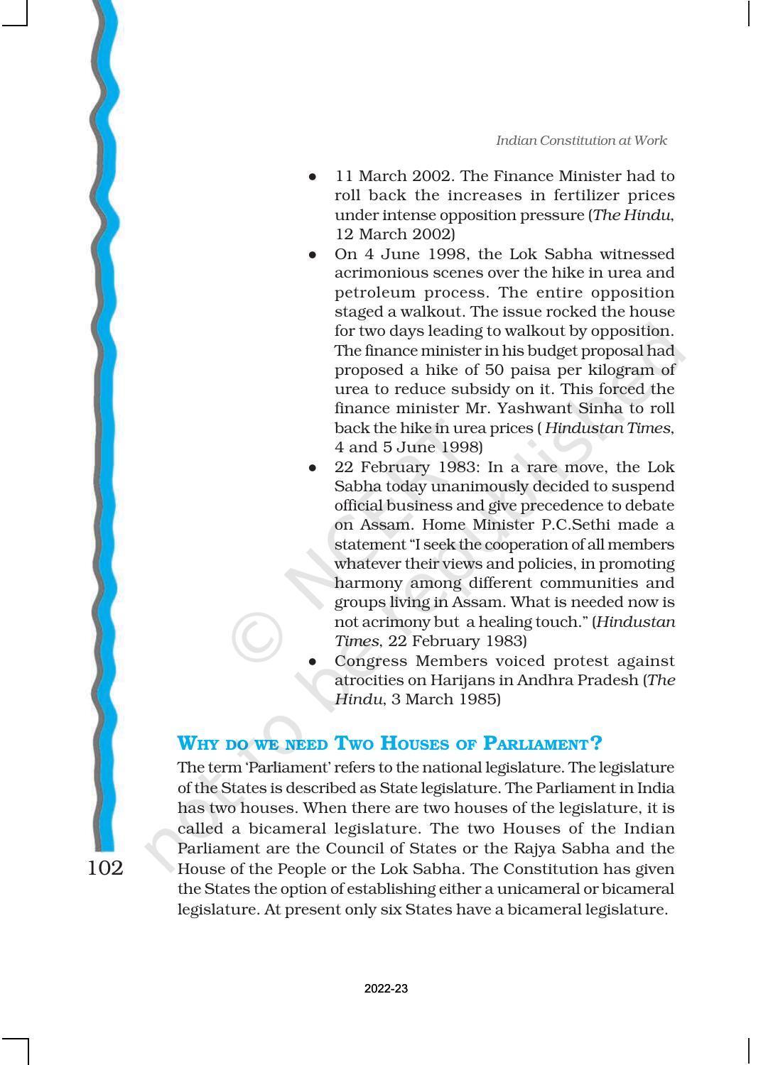 NCERT Book for Class 11 Political Science (Indian Constitution at Work) Chapter 5 Legislature - Page 3