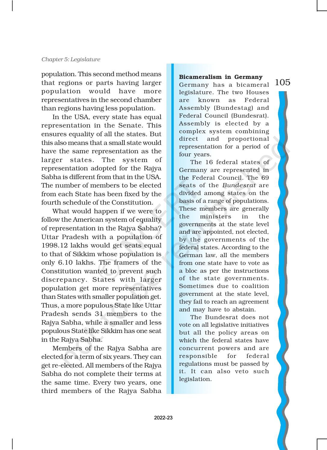 NCERT Book for Class 11 Political Science (Indian Constitution at Work) Chapter 5 Legislature - Page 6