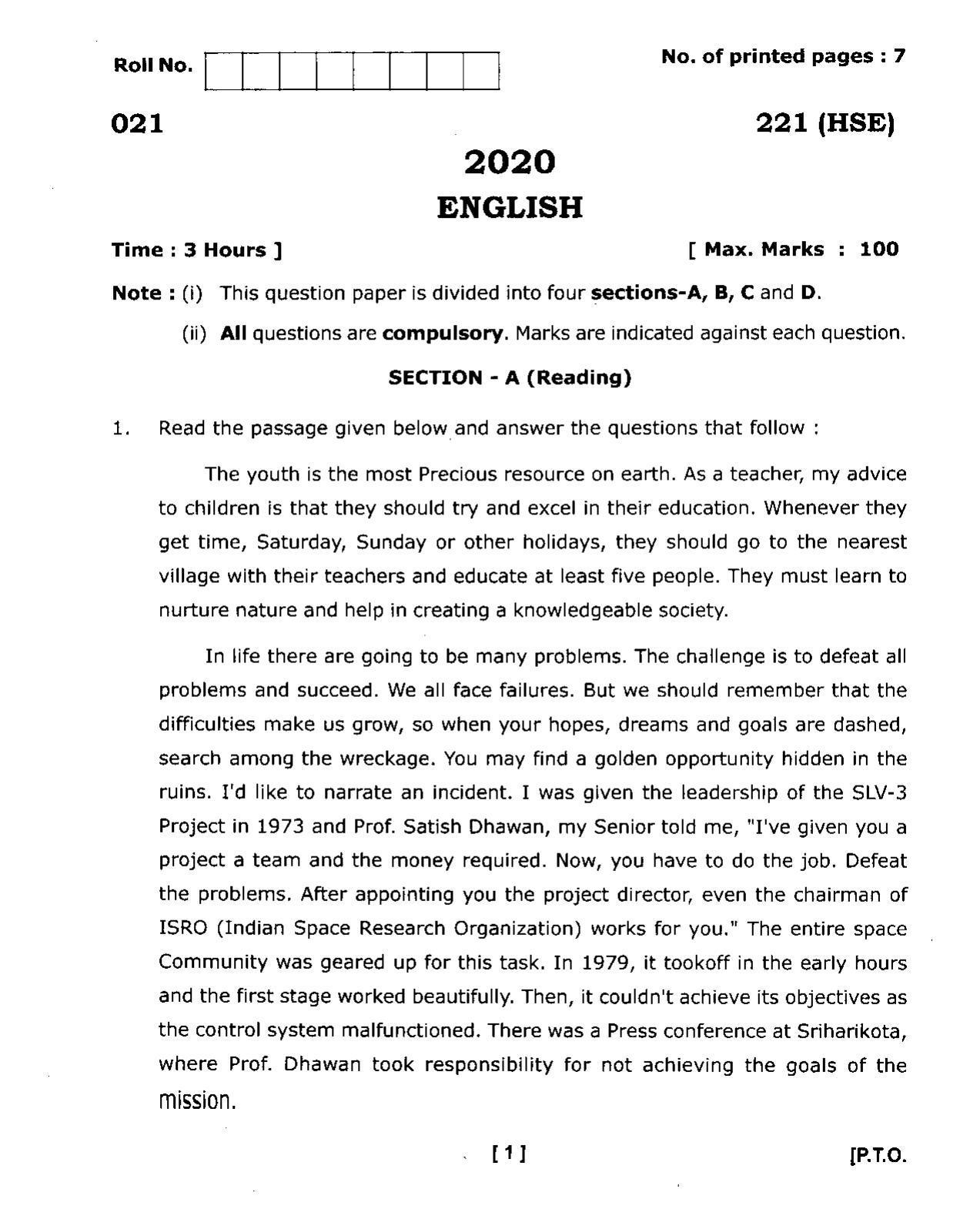 Cbse class 10 english deals question paper 2020