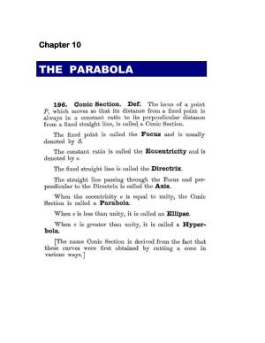 Chapter 10: The Parabola - SL Loney Solutions: The Elements of Coordinate Geometry