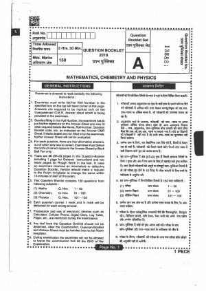 Jharkhand Polytechnic SET A 2018 Question Paper with Answers