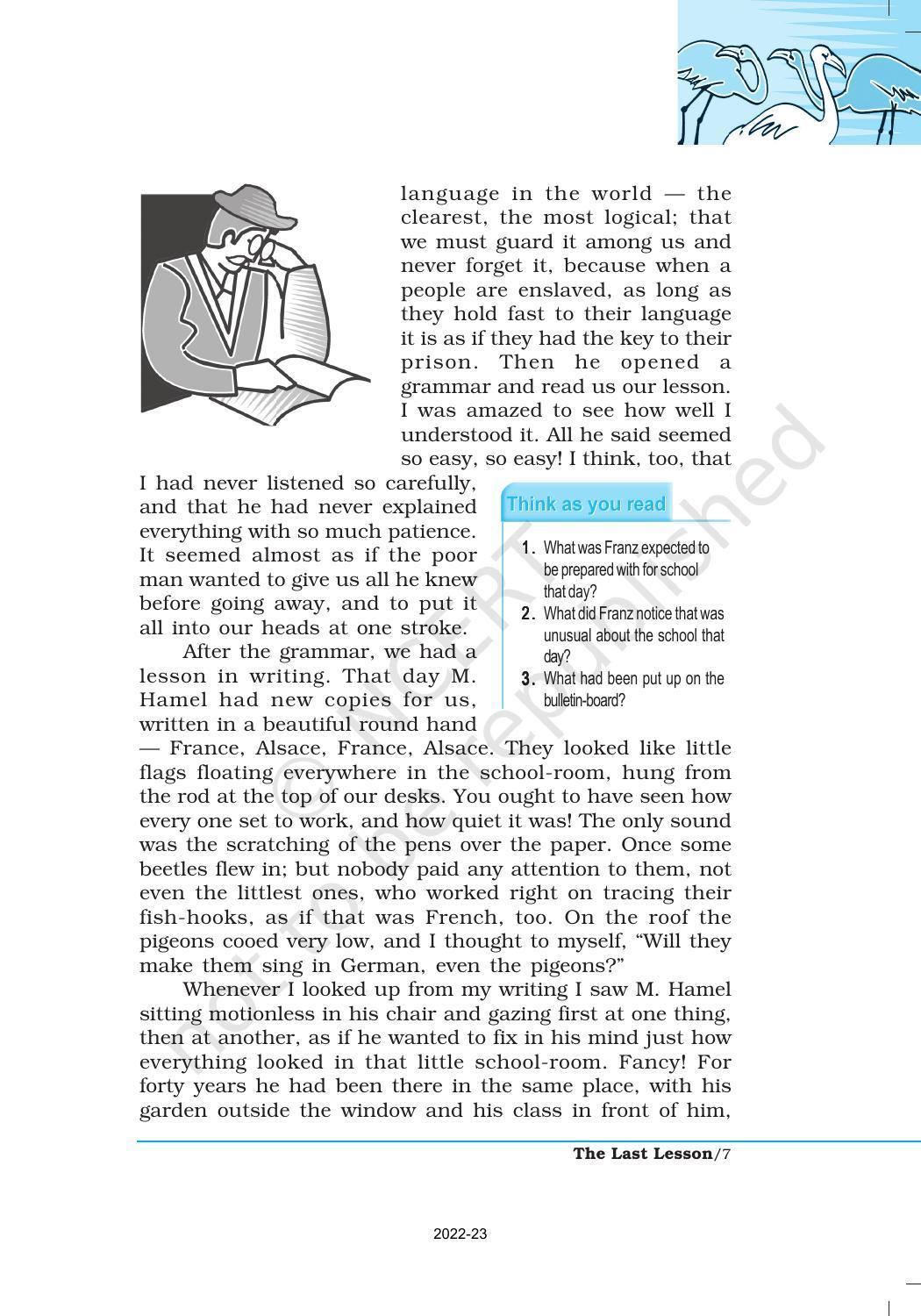 NCERT Book for Class 12 English Chapter 1 The Last Lesson - Page 7