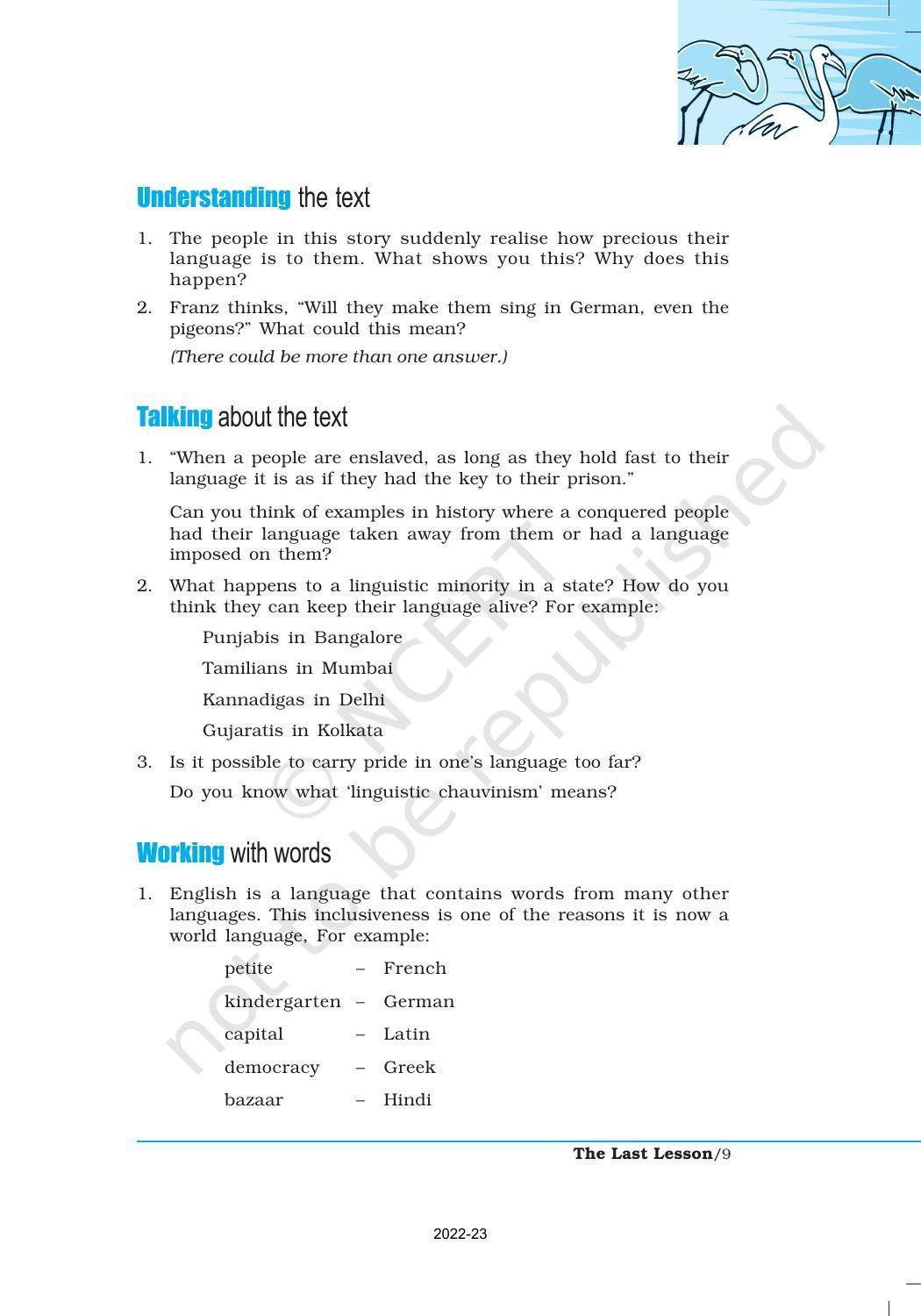 NCERT Book for Class 12 English Chapter 1 The Last Lesson - Page 9