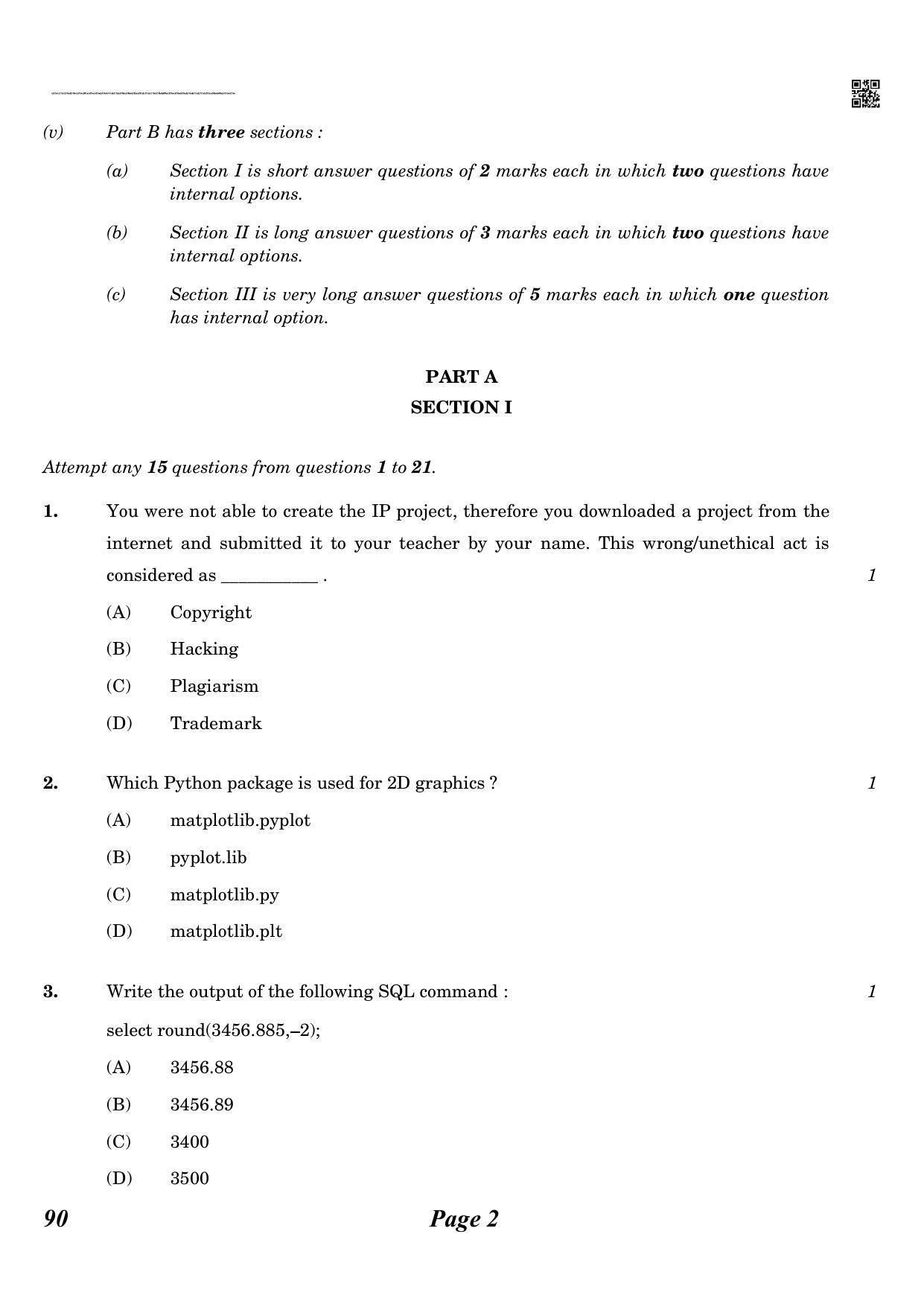 CBSE Class 12 QP_065_informatic_practice_new 2021 Compartment Question ...