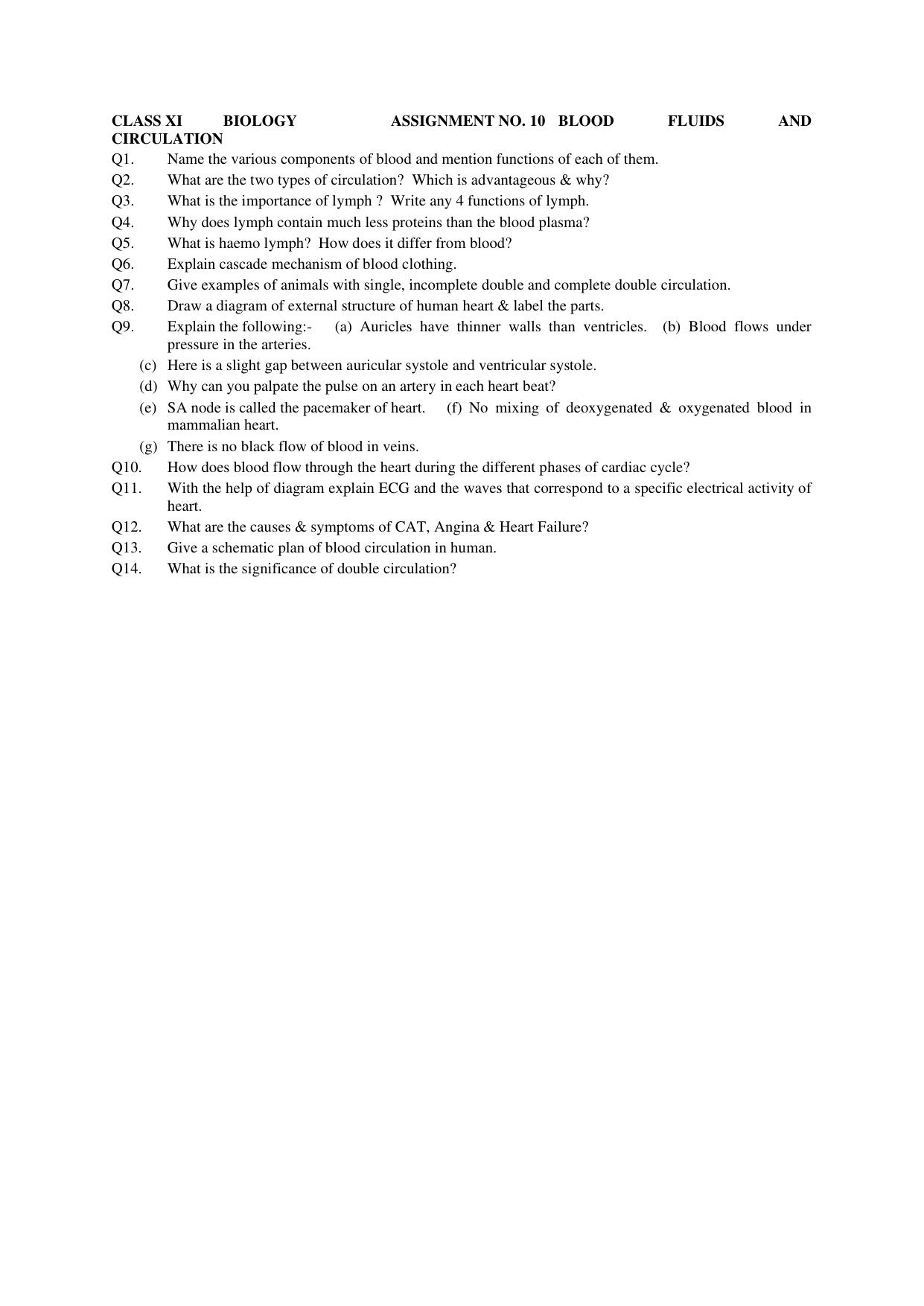 CBSE Worksheets for Class 11 Biology Assignment 10 - Page 1