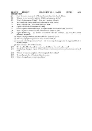CBSE Worksheets for Class 11 Biology Assignment 10
