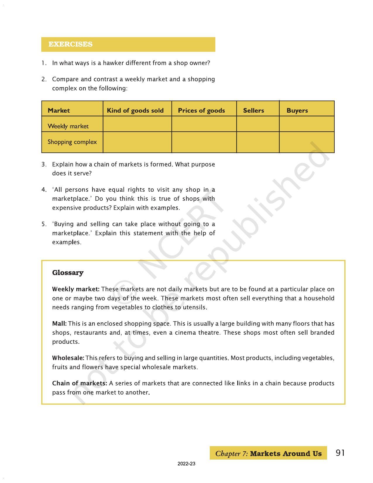 NCERT Book For Class 7 Social Science(Civics): Chapter 7-Markets Around ...