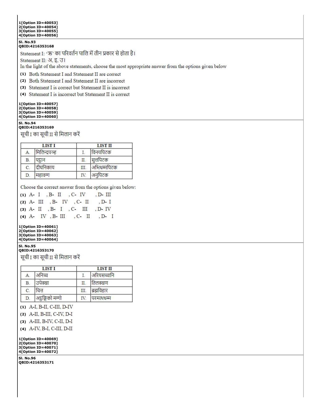 CUET (PG) 2022: PGQP-60 Pali (10-09-2022) Question Paper - Page 24