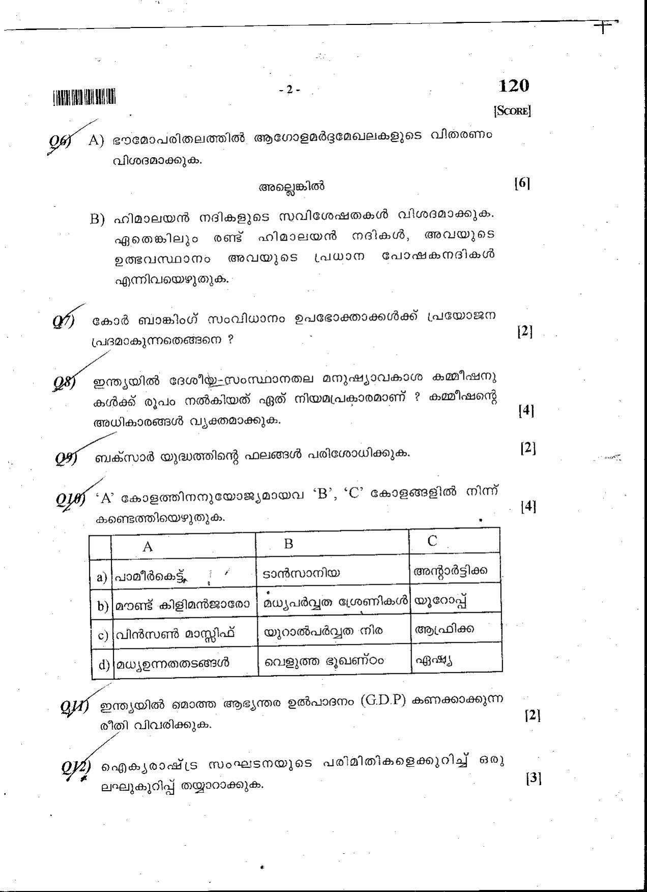 Kerala SSLC 2015 Social Science (MM) Question Paper - Page 2
