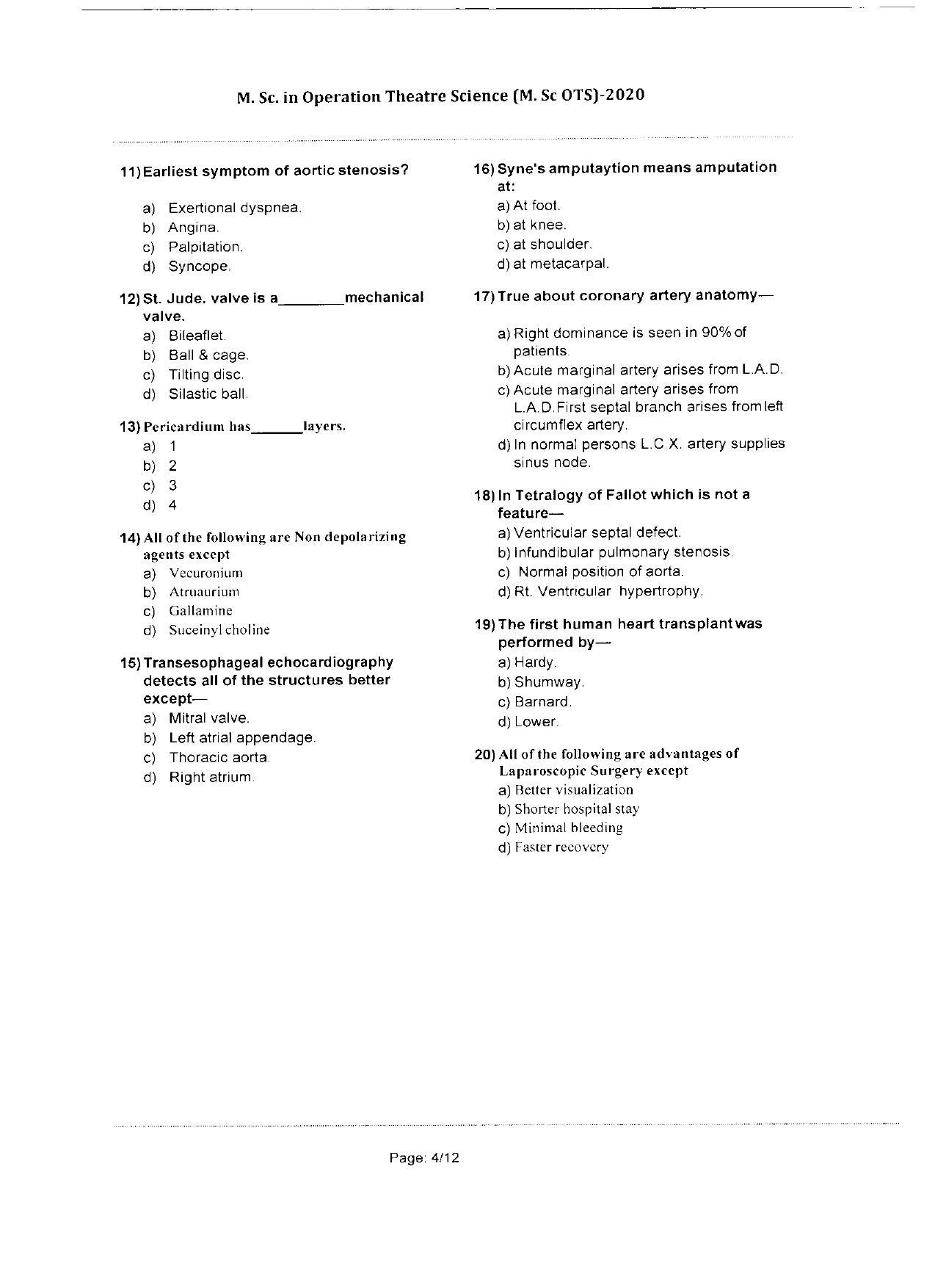 WBJEEB JEMAS (PG) 2020 MSc OTS Question Paper - Page 4