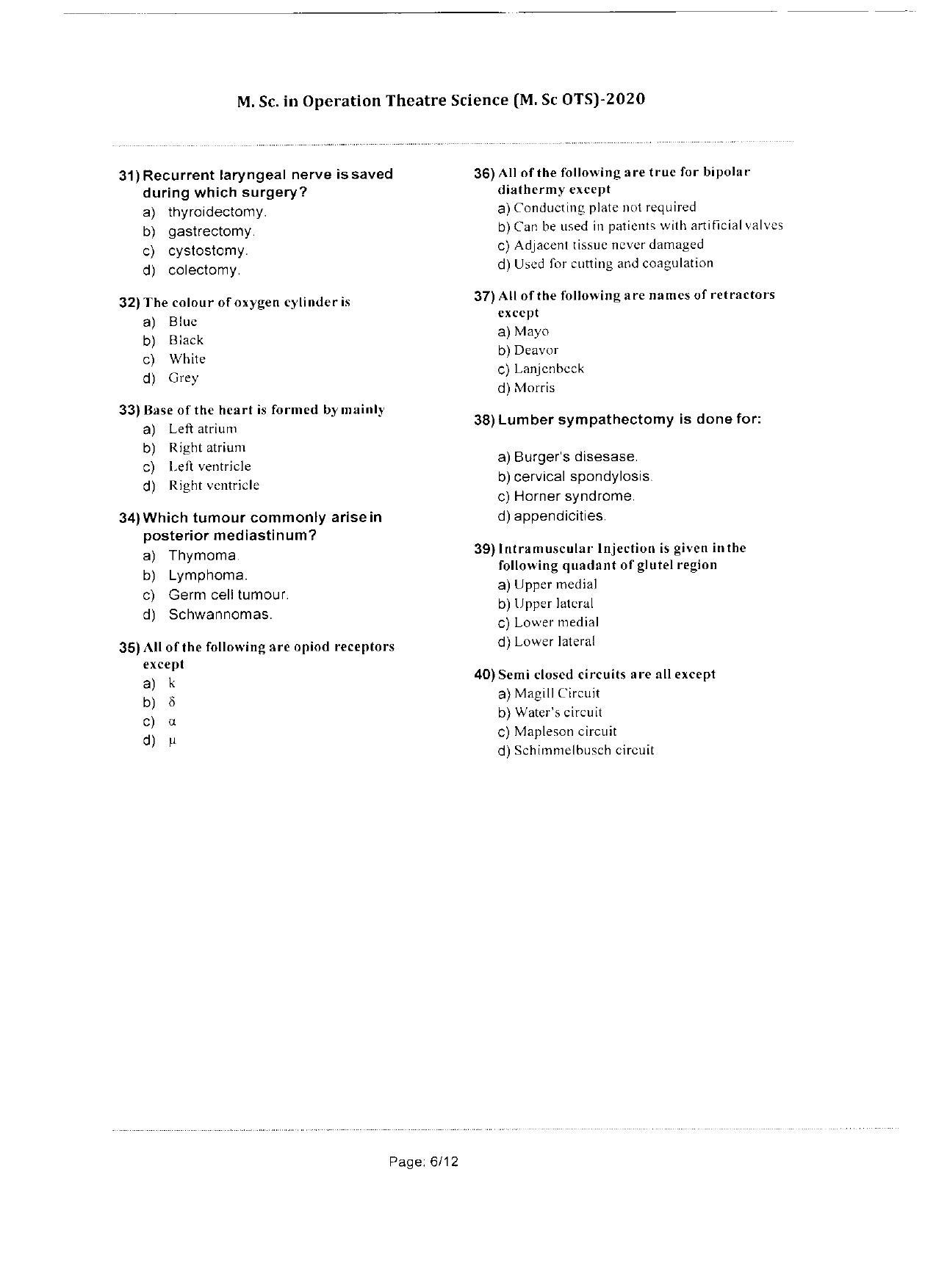 WBJEEB JEMAS (PG) 2020 MSc OTS Question Paper - Page 6