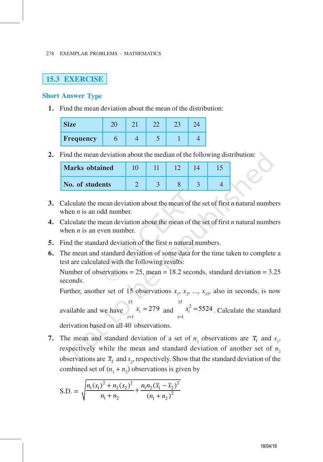 NCERT Exemplar Book for Class 11 Maths: Chapter 15 Statistics - Page 9