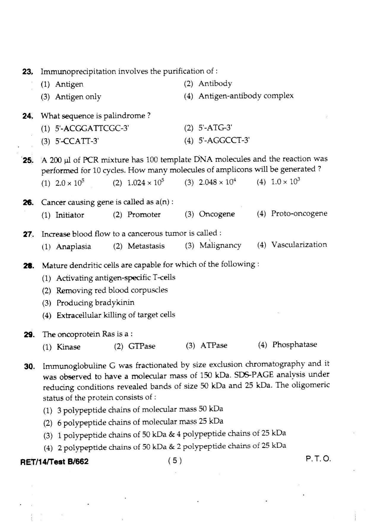 BHU RET Surgical Oncology 2014 Question Paper - Page 7