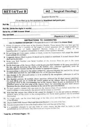 BHU RET Surgical Oncology 2014 Question Paper