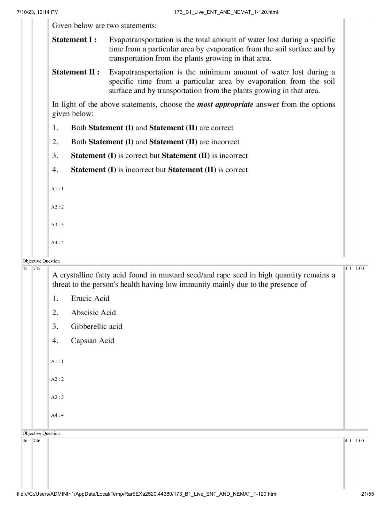 ICAR AIEEA PG 2023 ENTOMOLOGY AND NEMATOLOGY Question Paper - IndCareer ...