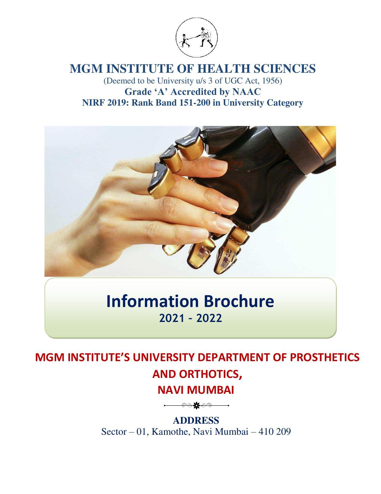 MGM University of Health Sciences, Navi Mumbai Information Brochure 2021 – 2022 - Page 1